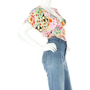 Asos Renaissance Print Pom Pom Fringe Retro Beach Swim Top Blouse